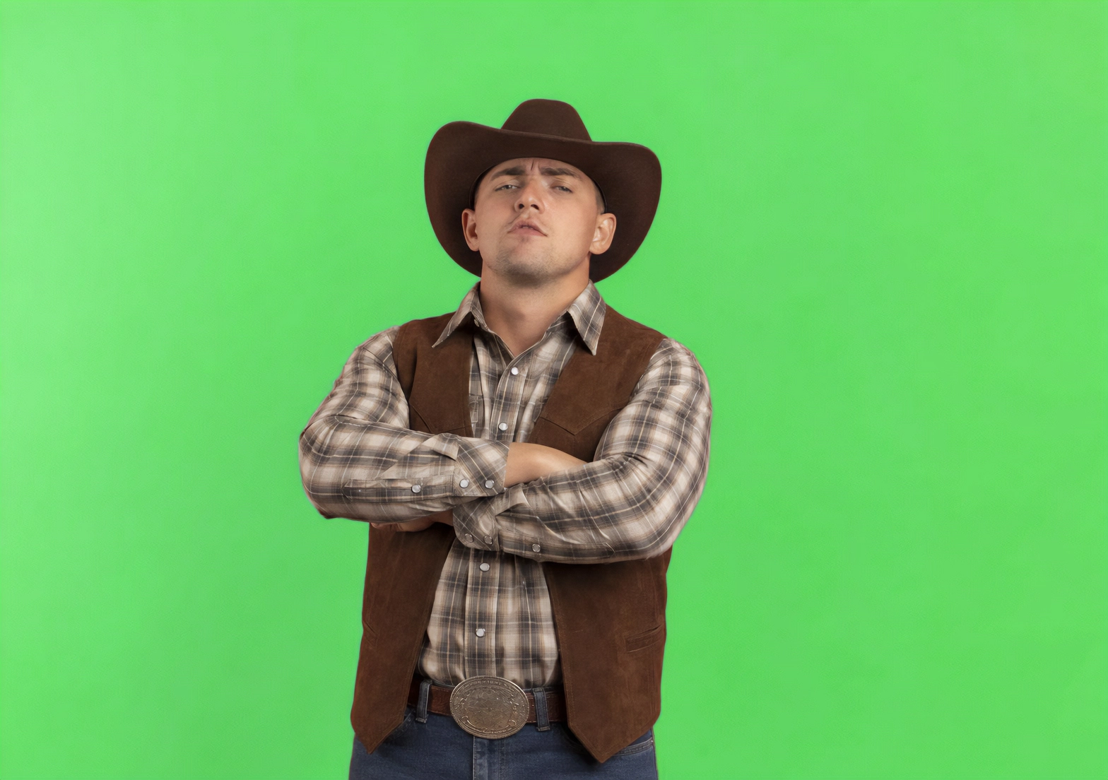 Mesma foto após estilização com IA em estilo cowboy
