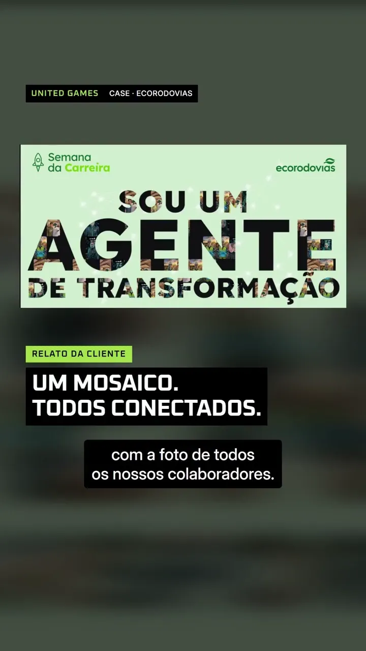Mosaico “Sou um Agente de Transformação” formado pelas fotos dos colaboradores
