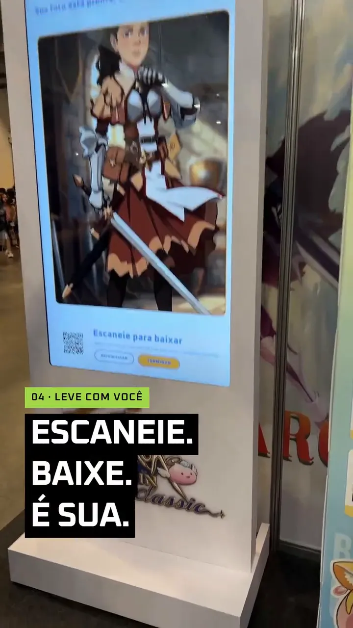 Tela do totem mostra uma visitante transformada em personagem de Ragnarok Origin Classic